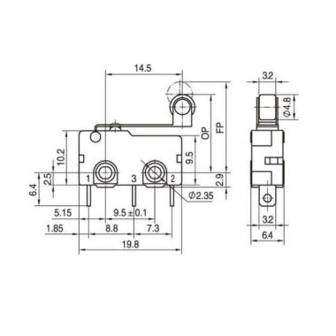 KW11-3Z Micro Switch Makaralı 3 Pin - 3