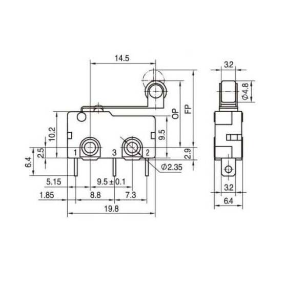 KW11-3Z Micro Switch Makaralı 3 Pin - 3