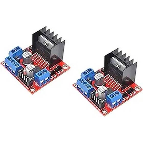 L298N Voltaj Regulatörlü Çift Motor Sürücü Kartı(Kırmızı PCB) Orijinal Çipli - 1