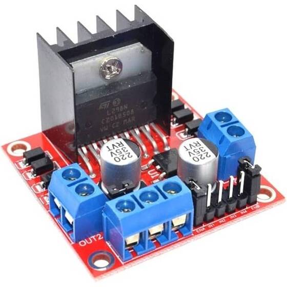 L298N Voltaj Regulatörlü Çift Motor Sürücü Kartı(Kırmızı PCB) Orijinal Çipli - 2