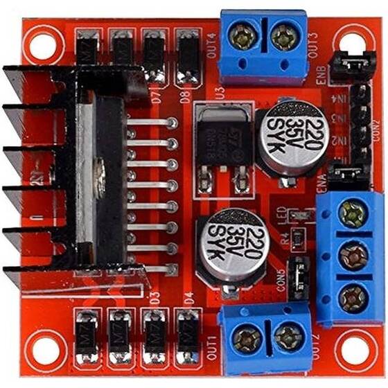 L298N Voltaj Regulatörlü Çift Motor Sürücü Kartı(Kırmızı PCB) Orijinal Çipli - 4