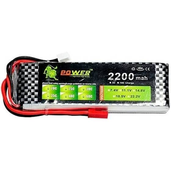 Lion 2200MAH 2S 7.4V 35C Yüksek Güç Yüksek Kaliteli Model Uçak LIPO Pil T Dişi - 4
