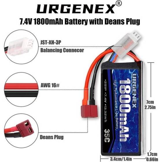Lion 5200MAH 2S 7.4V 35C Yüksek Güç Yüksek Kaliteli Model Uçak LIPO Pil JST Dişi - 3
