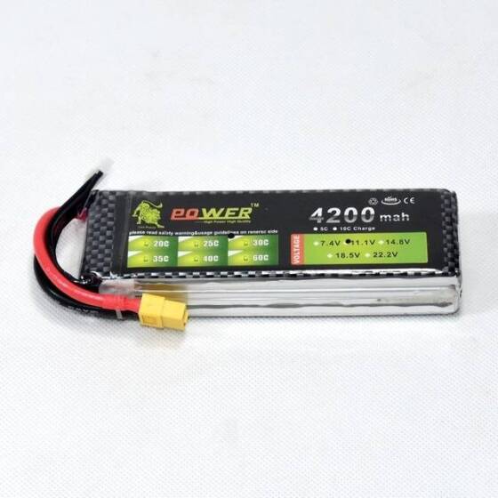 Lion 5200MAH 3S 11.1V 35C Yüksek Güç Yüksek Kaliteli Model Uçak LIPO Pil JST Dişi - 2