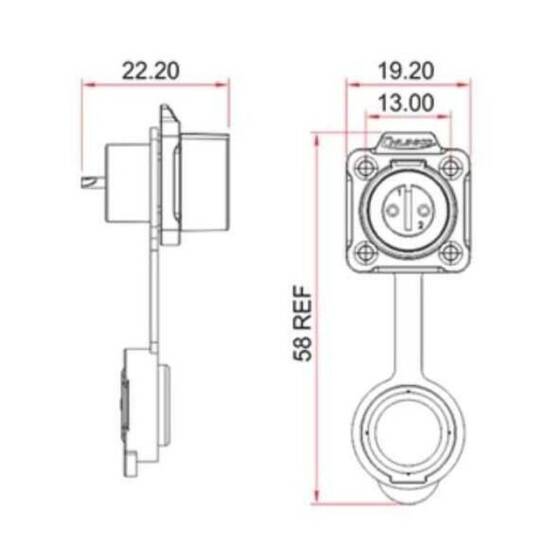 LP-12-J04SX-02-401 4 Pin Su Geçirmez Konnektör - Dişi - 2