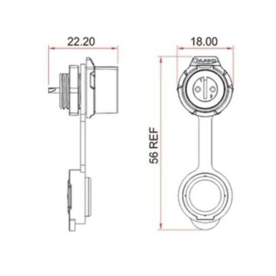 LP-12-J05SX-02-101 5 Pin Su Geçirmez Konnektör - Dişi - 2