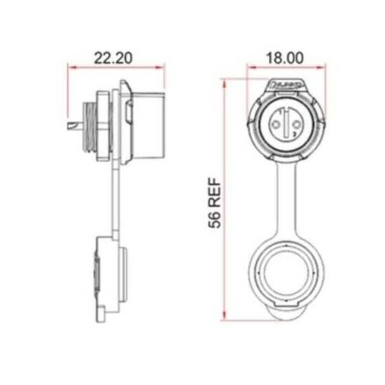 LP-12-J08SX-02-101 8 Pin Su Geçirmez Konnektör - Dişi - 2