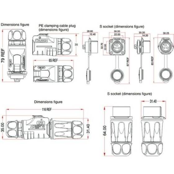 LP-20-C02PP-01-001 2 Pin Su Geçirmez Konnektör - Erkek - 2