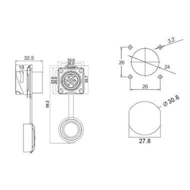 LP-20-C03SX-03-401 3 Pin Su Geçirmez Konnektör - Erkek - 2