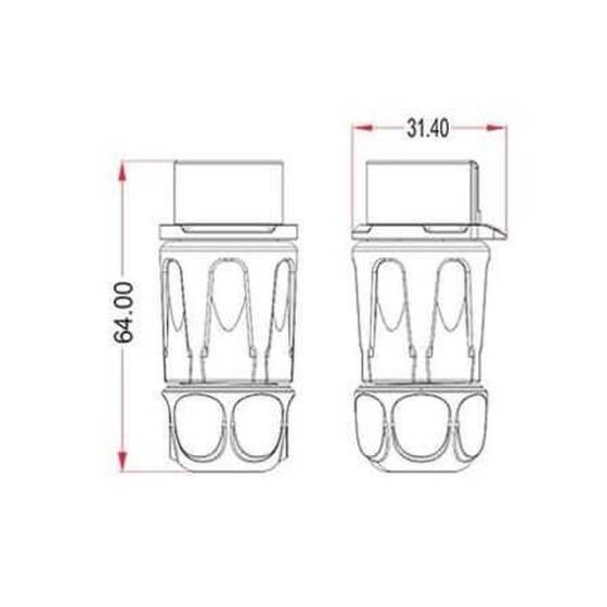 LP-20-J02PP-01-001 2 Pin Su Geçirmez Konnektör - Dişi - 2