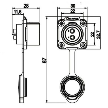 LP-20-J02SX-03-401 2 Pin Su Geçirmez Konnektör - Dişi - 2