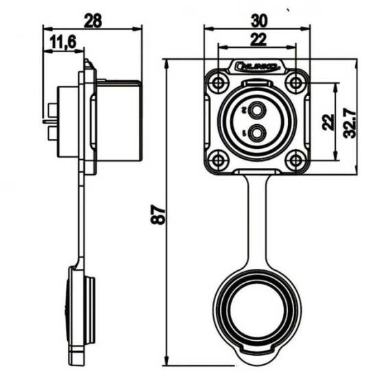 LP-20-J04SX-03-401 4 Pin Su Geçirmez Konnektör - Dişi - 2