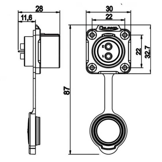 LP-20-J09SX-03-401 9 Pin Su Geçirmez Konnektör - Dişi - 2