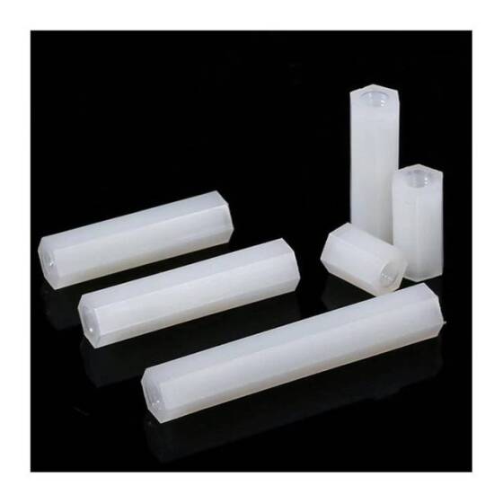 M2-5x10mm Beyaz Naylon Çift Geçişli Altıgen Sütun İzalasyon Sütunu - 3