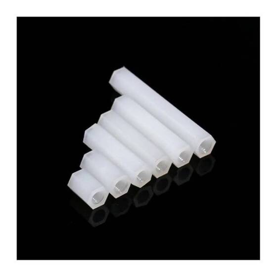 M2-5x10mm Beyaz Naylon Çift Geçişli Altıgen Sütun İzalasyon Sütunu - 4