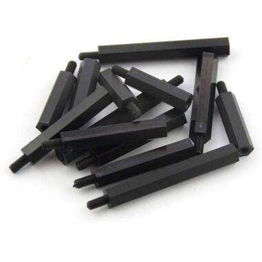 M2-5x25+6mm Siyah Altıgen Naylon Sütun Tek Kafa - 2