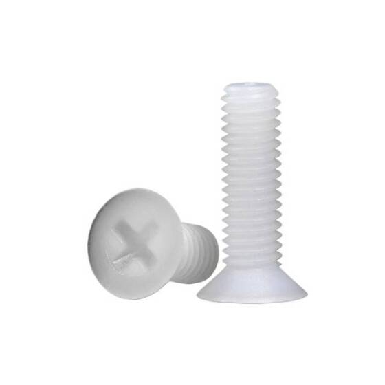 M3x15 Beyaz Plastik Naylon Tava Başlı Phillips Vida - 1