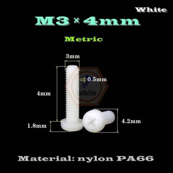 M3x4 Beyaz Plastik Naylon Tava Başlı Phillips Vida - 2