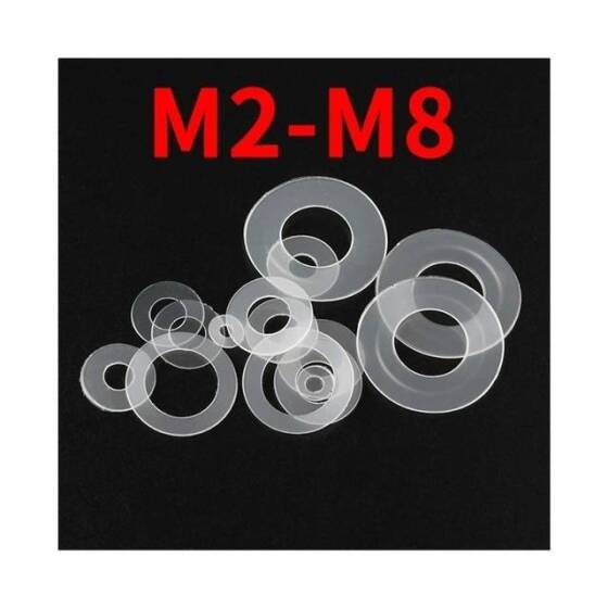 M3x6x0-3mm Beyaz Naylon Düz Pul - 3