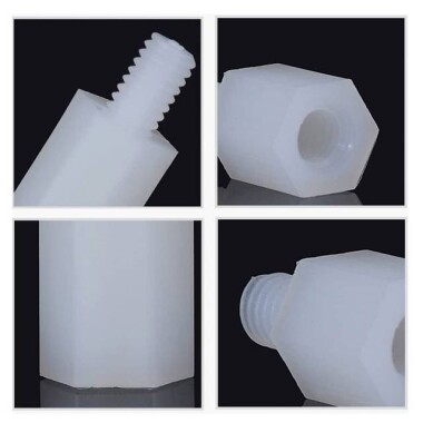 M3x7+6mm Beyaz Altıgen Naylon Sütun Tek Kafa - 4