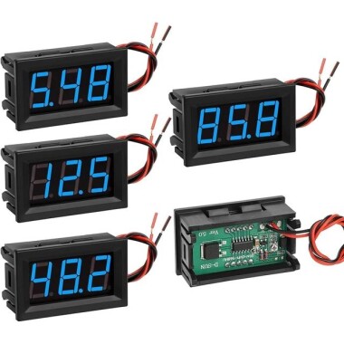 Mavi İki Telli 0-56 İnç DC5V-120V DC Dijital Ekran Voltmetre Araba Bisiklet Motosiklet için - 1