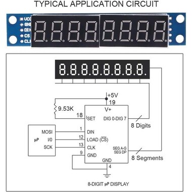 MAX7219 LED Modülü 8 Dijit Dijital Displayli LED Kırmızı - 3