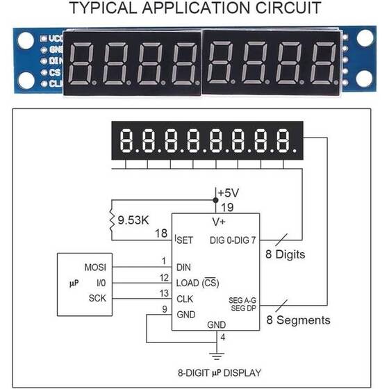 MAX7219 LED Modülü 8 Dijit Dijital Displayli LED Kırmızı - 3