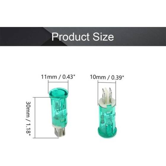 MDX-11A 220V AC LED Işıklı Yeşil Kelebek Tipi Sinyal Lambası - 2