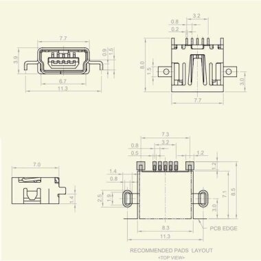 Mini Usb B SMD Şase - 3