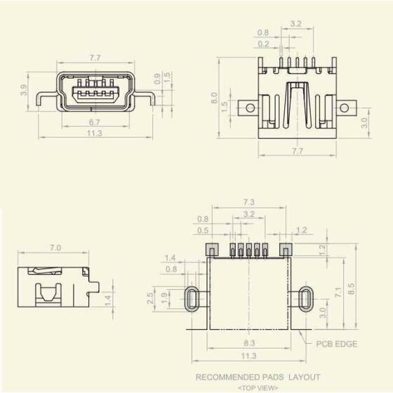 Mini Usb B SMD Şase - 3
