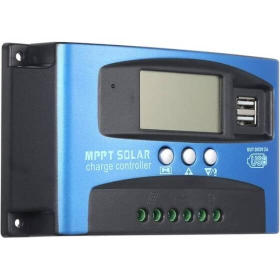 MPPT 100A 12/24V Solar Şarj Regülatörü - Çift USB - LCD Ekran - Otomatik Solar Hücre Şarj Cihazı - Şarjlı Regülatör - 1
