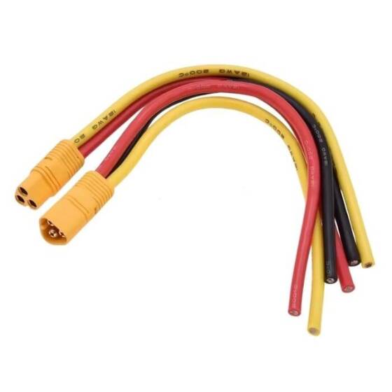 MT60 3 Pin Dişi-Erkek Lipo Pil Şarj Kablosu Seti 10cm - 1