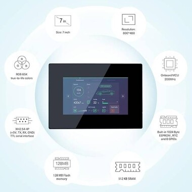 NX8048P070-011C-Y - 7 Inch Nextion HMI Kapasitif Dokunmatik LCD Ekran ve Muhafazalı - 3