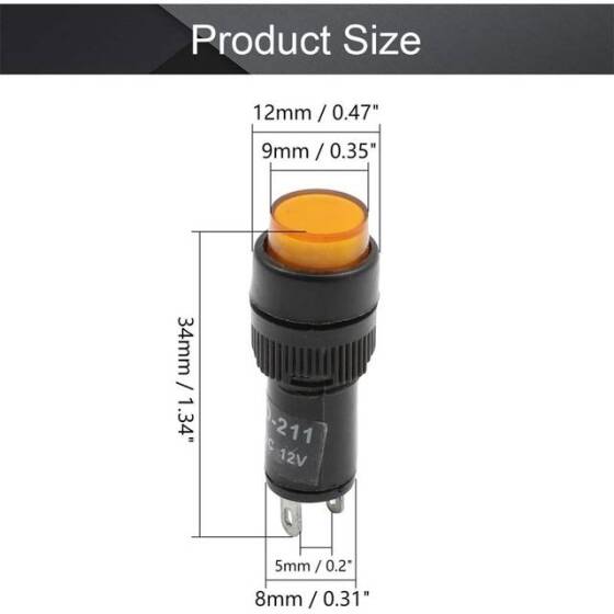 NXD-211 36V Sarı Küçük LED Sinyal Led - Sinyal Lambası - 2
