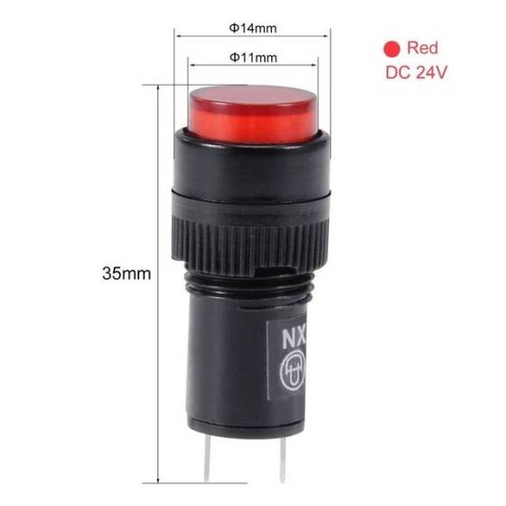 NXD-212 24V Kırmızı Küçük LED Sinyal Led - Sinyal Lambası - 2