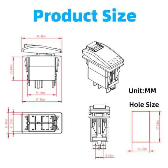 ON-OFF Anahtar Kırmızı 5 Pin 12V-24V - Emniyet Kilitli - 3