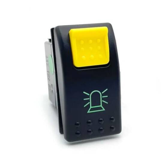 ON-OFF Turuncu Işıklı Anahtar Sarı 5 Pin 12V-24V - Emniyet Kilitli - 1