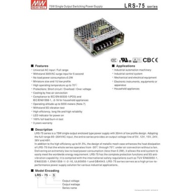 Orijinal Tayvan MEAN WELL LRS-75-15 Güç Kaynağı - 2