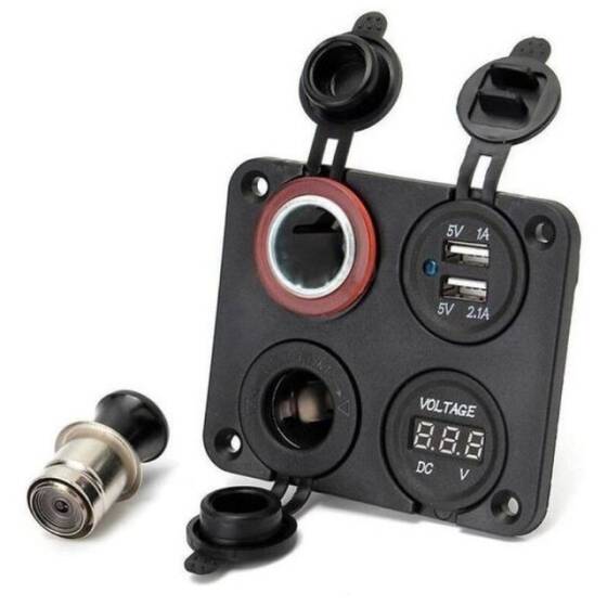Oto Çakmak Dişi Çakmaklık Soketi Voltaj Göstergesi ve 2x5V USB Marine Panel - 1