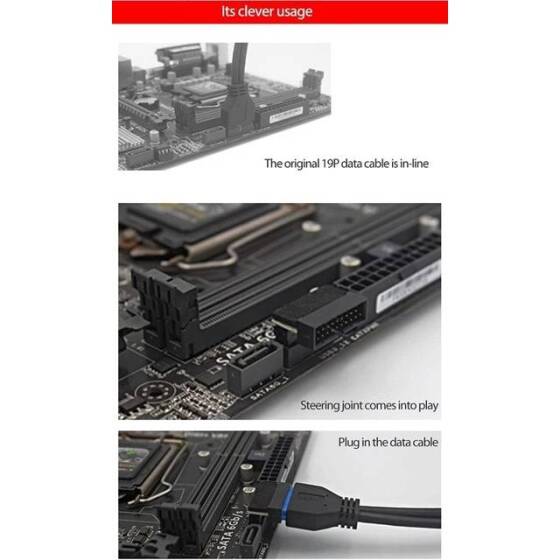 PH19A USB 3.0 19P20P Adaptör Siyah Mavi - 4