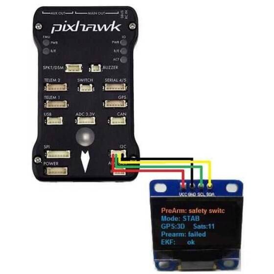 Pixhawk Uyumlu Oled Ekran 0.96'' I2C 128x64 - 3