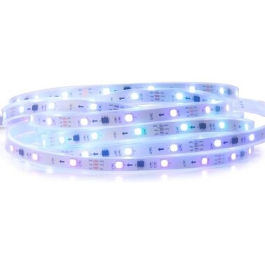 Plastik Kapaklı 12V WS2811 RGB5050 Siyah SMD LED Şerit 96 LED/Metre Esnek 5 Metrelik Makara IP67 - 1