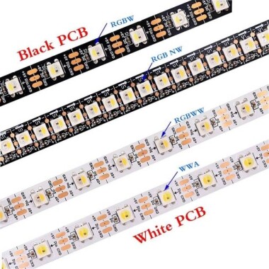 Plastik Kapaklı 5V SK6812 RGBCW 5050 Siyah SMD LED Şerit 60 LED/Metre Esnek 5 Metrelik Makara IP67 - 3