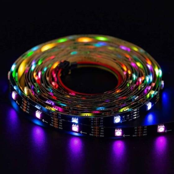 Plastik Kapaklı 5V SK9822 APA102C RGB5050 Siyah SMD LED Şerit 30 LED/Metre Esnek 5 Metrelik Makara IP67 - 2