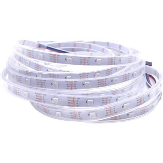 Plastik Kapaklı 5V WS2813B RGB5050 Beyaz SMD LED Şerit 30 LED/Metre Esnek 5 Metrelik Makara IP67 - 2