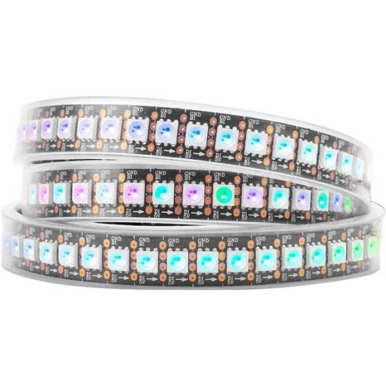 Plastik Kapaklı 5V WS2813B RGB5050 Siyah Esnek 1M SMD LED Şerit 144 LED/Metre IP67 - 1