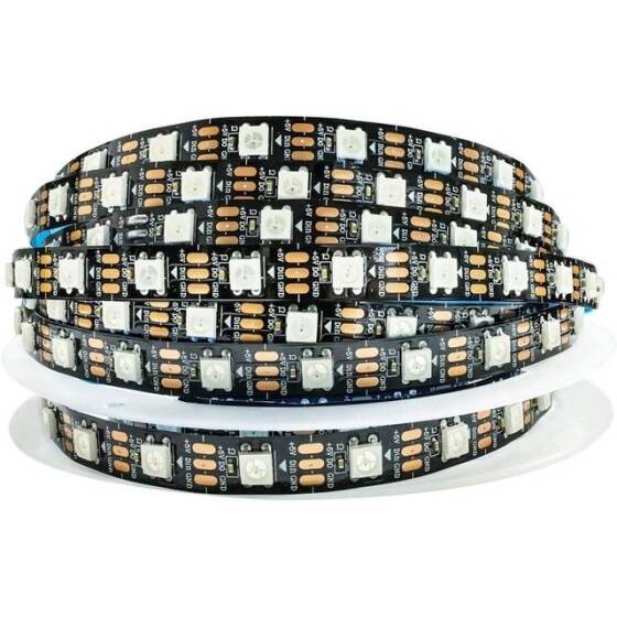 Plastik Kapaklı 5V WS2813B RGB5050 Siyah SMD LED Şerit 30 LED/Metre Esnek 5 Metrelik Makara IP67 - 1