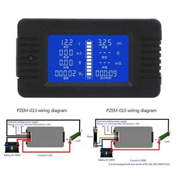 PZEM-015 Dijital Akü Test Cihazı Ampermetre Voltmetre Enerji Ölçer Güç Kapasitesi Artık Elektrik Test Cihazı 50A - 4