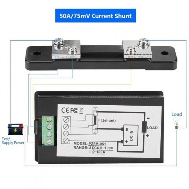 PZEM-051 50A DC6-5-100V Gerilim Akım Güç Dijital Güç Ölçer Modülü 50A Yönlendiricili - 4