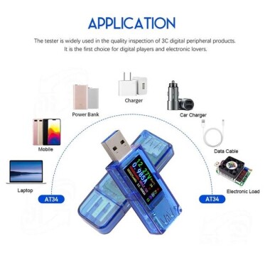 RD AT34 Haneli USB 3-0 Renkli LCD Voltmetre Ampermetre Gerilim Akım Ölçer Multimetre Pil Şarj Güç Bankası USB Test Cihazı - 2